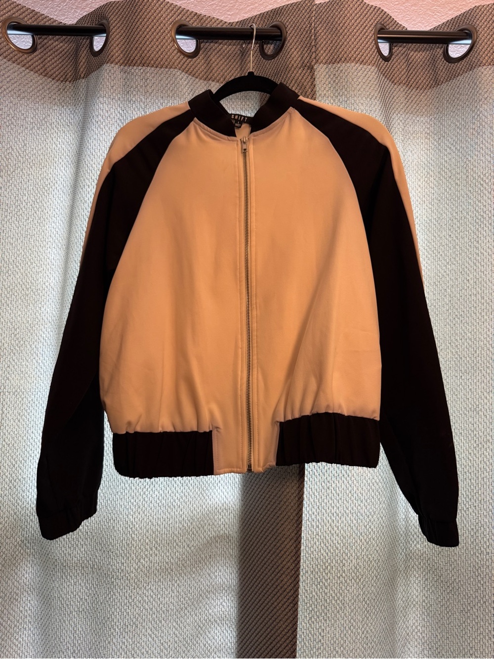 Shift Beige & Black Bomber Jacket